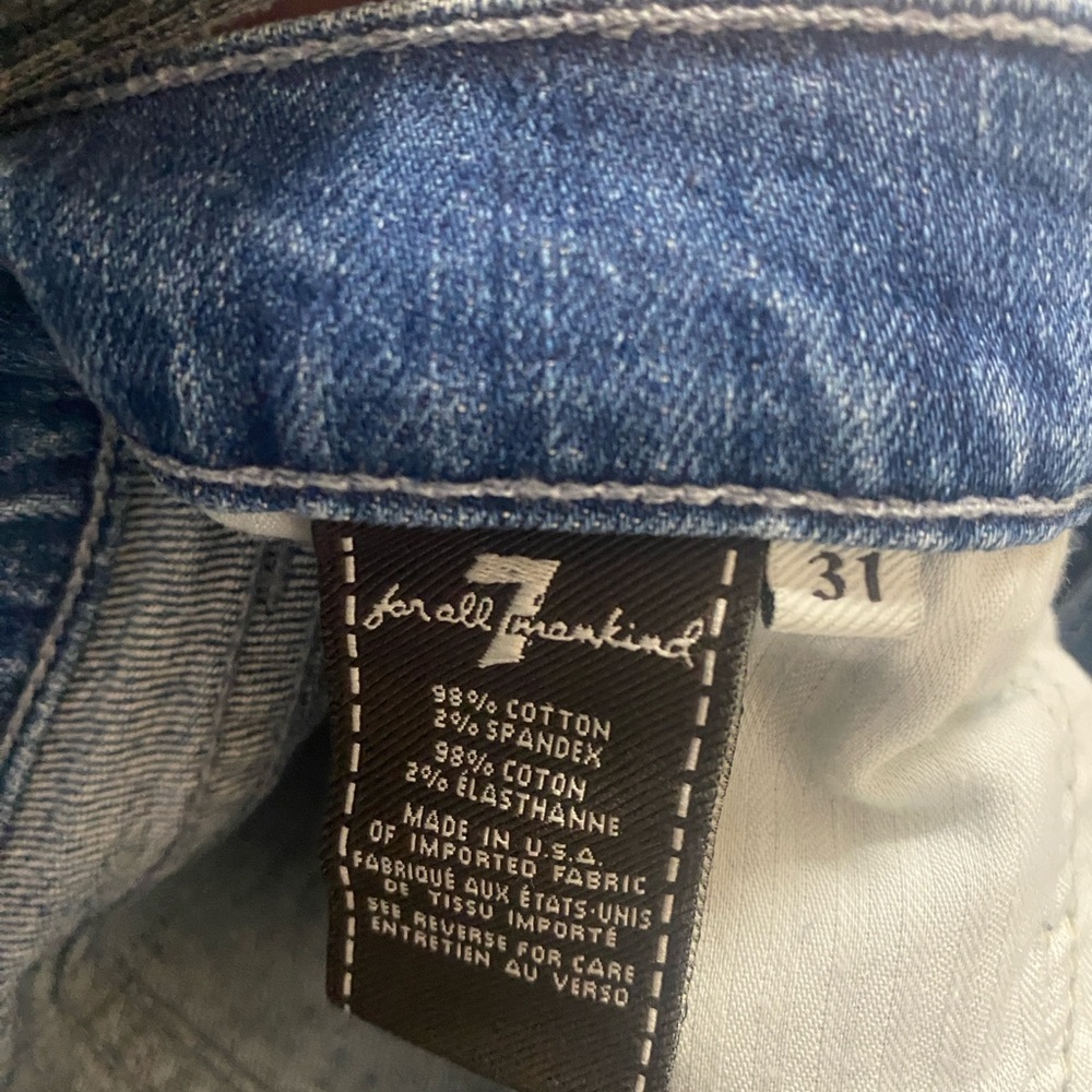 7 For All Mankind Light Blue Frayed Denim Skirt size 31 - Picture 6 of 8